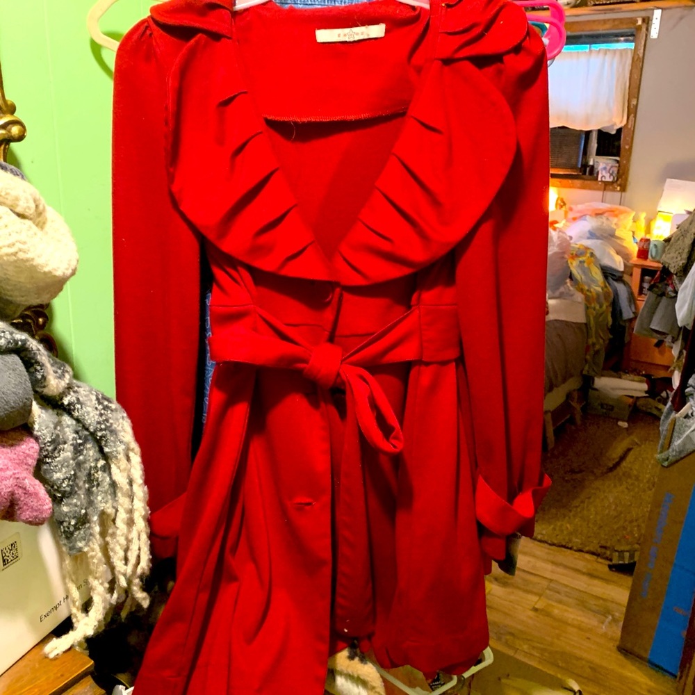 Red fancy peacoat size M